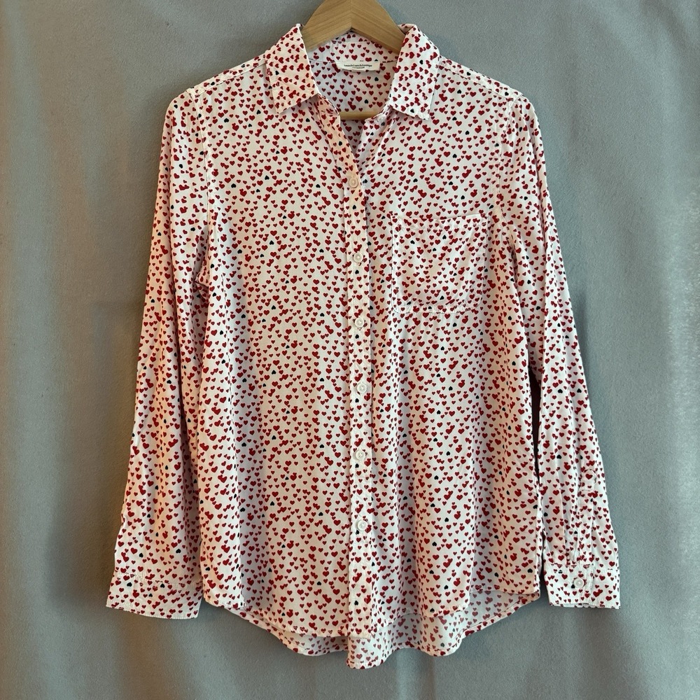 Beach Lunch Lounge Button Down Shirt Heart Print Love Twee
